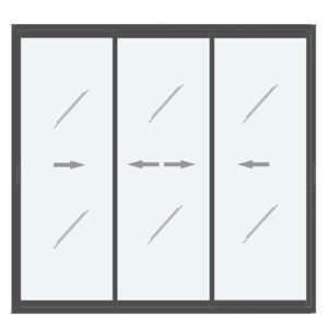 Baie vitrée coulissante 3 vantaux anthracite