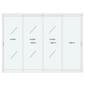 Baie vitrée coulissante 4 vantaux blancs