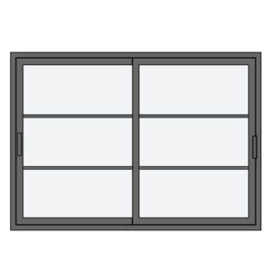 Fenêtre coulissante 2 vantaux anthracite – petits carreaux horizon