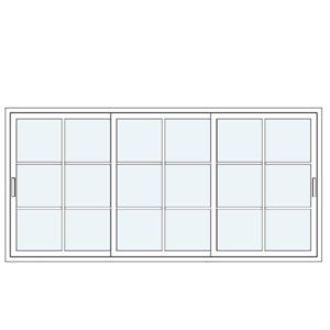 Fenêtre coulissante 3 vantaux blanc petits carreaux