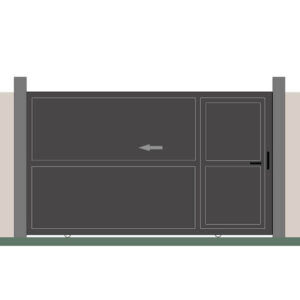 Portail coulissant plein anthracite avec portillon intégré