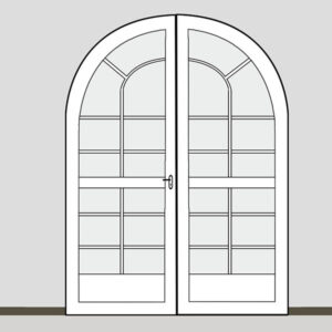 Porte cintrée 2 vantaux – petits carreaux