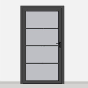 Porte lourde 1 battant anthracite petits carreaux horizon