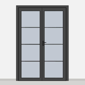 Porte lourde 2 battants anthracite petits carreaux horizon